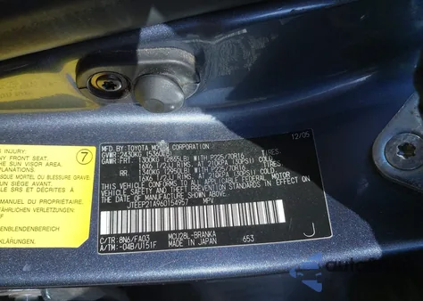 2006 Toyota Highlander V6 z USA, uszkodzony, nr VIN JTEEP21A960154957